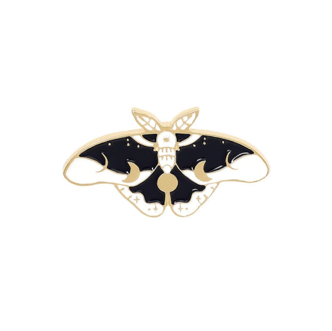 Black Lunar Moth Enamel Pin